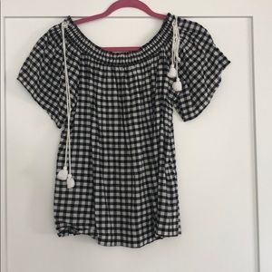 Plaid off the shoulder top